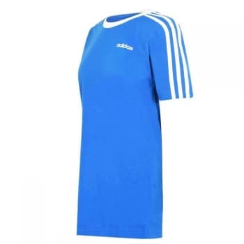adidas Essentials 3 Stripe T Shirt Ladies - Blue/White