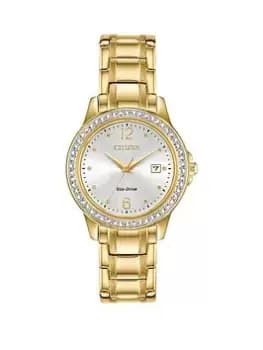 Citizen Eco-Drive Ladies Silhouette Crystal Gold-Tone Watch, Gold, Women