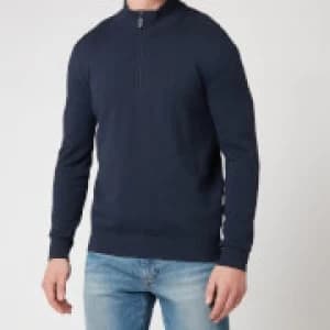Barbour Tartan Mens Avoch Half Zip Knit Jumper - Navy - L