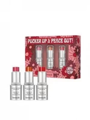 Benefit Pucker Up & Peace Out Moisturising Lip Balm Trio Set (Worth £27.75), One Colour, Women