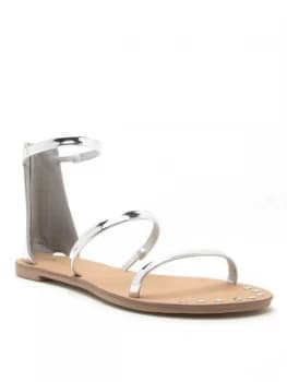 Qupid Athena 1273 Multi Strap Sandal Silver