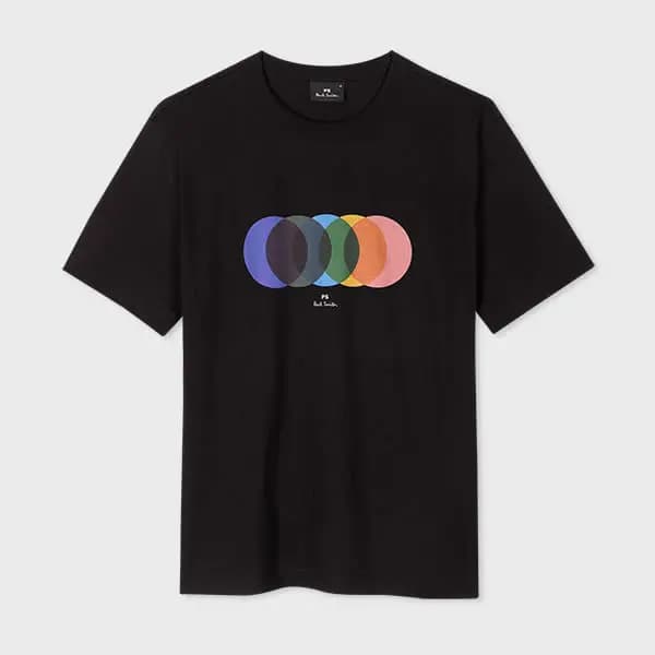 Paul Smith Black Organic Cotton 'Circles' Print T-Shirt