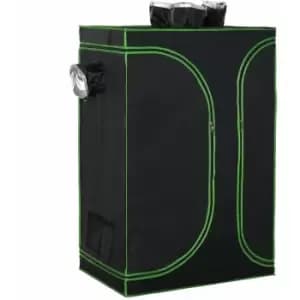 Mylar Hydroponic Grow Tent w/ Floor Tray for Indoor Plant Growing Black - Black - Outsunny