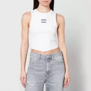 Tommy Jeans Logo-Applique Ribbed Cotton-Jersey Top - M