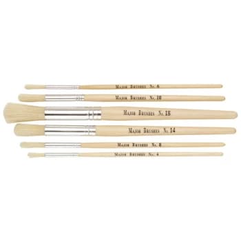 Major Brushes Short Handle Round Hog Brushes - Pack of 6