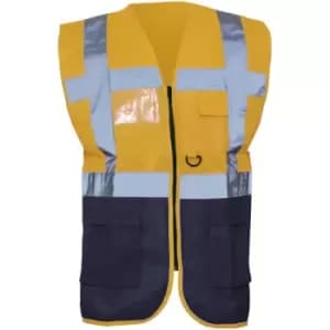 Yoko Hi-Vis Premium Executive/Manager Waistcoat / Jacket (S) (Orange/Navy) - Orange/Navy