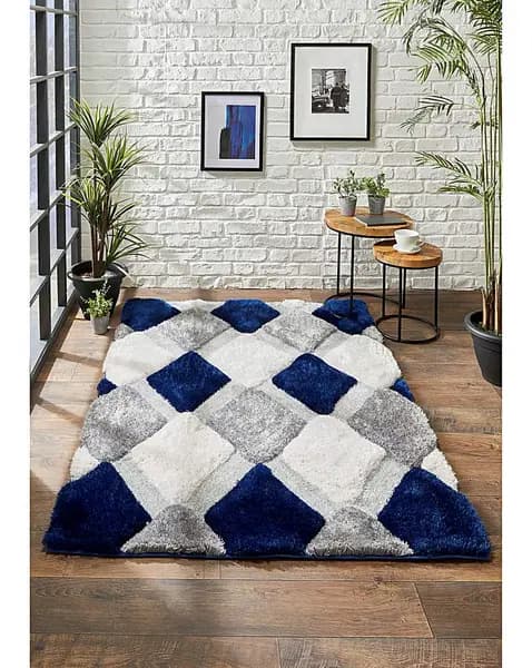 JD Williams Geo Shaggy Rug Navy 120X170 MN14611