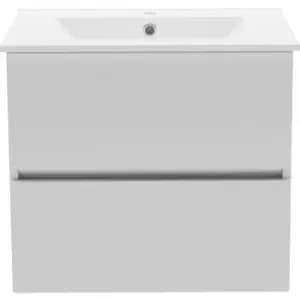 Atlanta Double Drawer Wall Hung Basin Unit With Basin Pearl 600mm in Grey MFC
