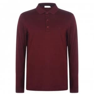 Calvin Klein Liquid Touch Long Sleeve Polo Shirt - Oxblood XUT