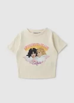 Fiorucci Womens Vintage Angel Cropped T-Shirt In Off White