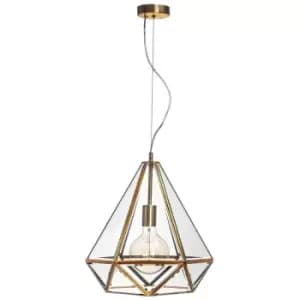 Netlighting Merano Daly Lanterns Pendant Ceiling Light Antique Metal Brass Clear