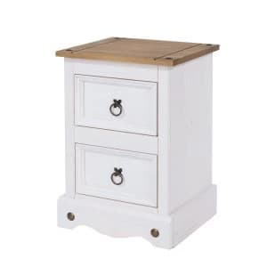 Halea 2-Drawer Pine Bedside Table - White