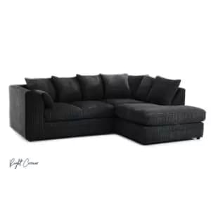 Canolo Luxury RHF Corner Chaise Jumbo Cord Sofa - Charcoal - Charcoal