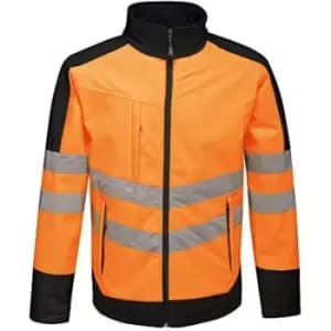 Regatta Unisex Hi Vis Pro Reflective Softshell Work Jacket (M) (Orange/Navy) - Orange/Navy