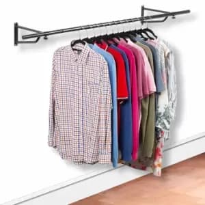 House of Home 4ft Wall Mountable Garment Rail In Black Powder Coating