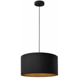 Helam Alba Cylindrical Pendant Ceiling Light Black, Gold 40cm