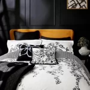 Ted Baker Elegance Floral Border Double Duvet Cover, Mono