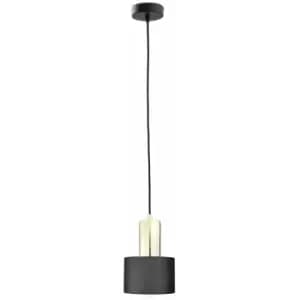 Keter Lighting - Keter Luce Cylindrical Pendant Ceiling Light Black, Gold, 15cm, 1x E27