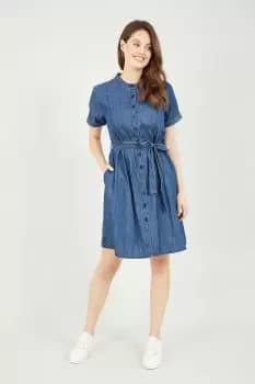 Blue Denim Chambray Shirt Dress