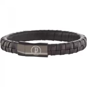Mens Police Black Ion-plated Steel Connector Bracelet