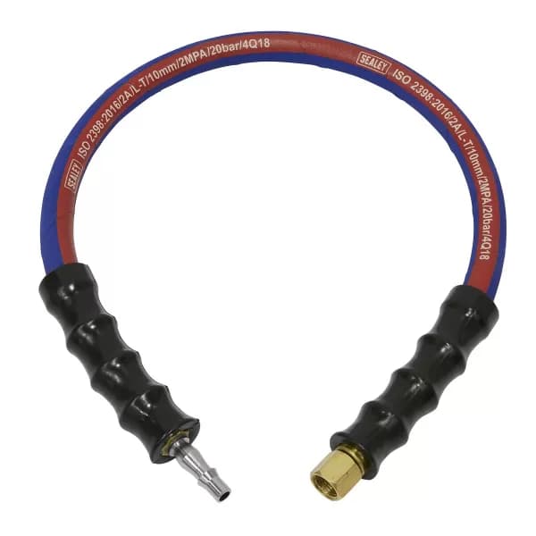 Sealey AH2R/38 Air Leader Hose 600mm x Ø10mm with Tailpiece & 1/4BSP Union