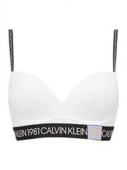 Calvin Klein Plunge Push Up Wire Free Bra - White
