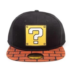 Nintendo - Super Mario Bros. Question Mark Patch with Brick Brim Snapback Baseball Cap (Black/Brown)