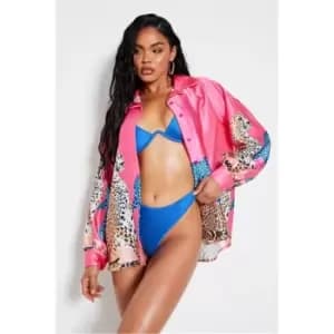 I Saw It First Pink Satin Leopard Printed Button Through Shirt - Pink