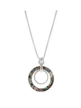 Mood Silver Plated Abalone Circle Pendant Necklace