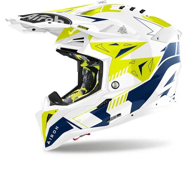 Airoh Aviator 3 Spin Yellow Blue Offroad Helmet Size M