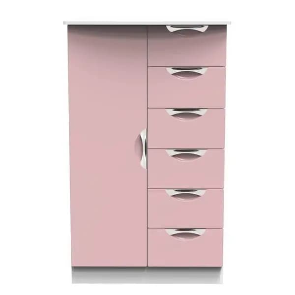 Other Camden 1 Door 5 Drawer Kids Robe Wardrobes Medium Kobe Pink & White 84287690130
