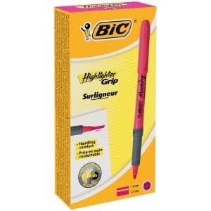 Bic briteliner Grip 1.6 to 3.3mm Chisel Tip Highlighter Pen Pink 1 x