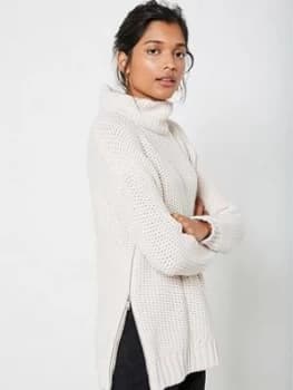 Mint Velvet Chunky Stand Collar Jumper - Blush