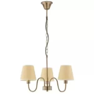 Davie 3 Light Multi Arm Chandelier with Shades Antique Bronze Metal Sand Shade LED E14 - Merano