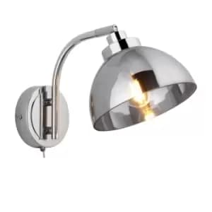 Caspa Glass Wall Lamp, Bright Nickel Plate, Mirrored Glass