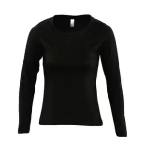 SOLS Womens/Ladies Majestic Long Sleeve T-Shirt (M) (Deep Black)