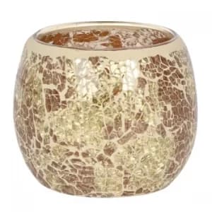 Large Round Gold Crackle Candle Holder