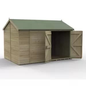 12' x 8' Forest Timberdale 25yr Guarantee Tongue & Groove Pressure Treated Windowless Double Door Reverse Apex Shed (3.65m x 2.52m)