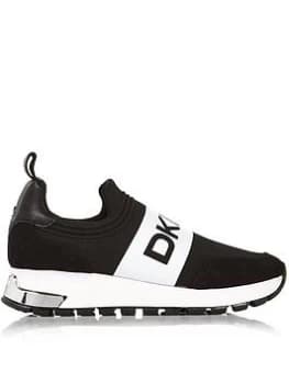 DKNY Mosie Slip On Logo Band Sneakers - Black/White, Size Us 5.5 = UK 3, Women