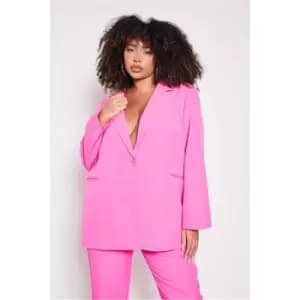 I Saw It First Pink Plus Size Woven Single Breasted Tailored Blazer - Pink