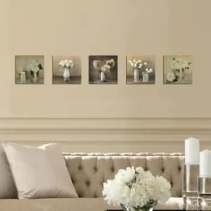 UTB124 White Cream Grey Decorative MDF Painting (5 Pieces)