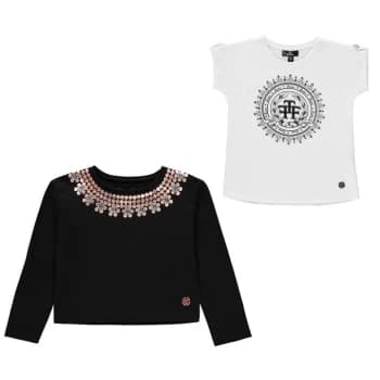 Firetrap Pack long sleeve T shirt Set Junior Girls - Black Embellish