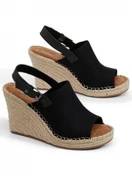 Toms Monica Wedges - Black, Size 7, Women