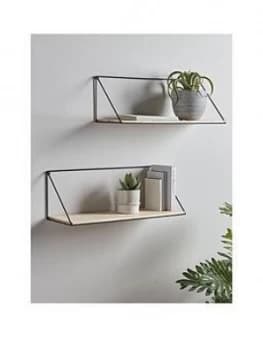 Cox & Cox Set Of 2 Industrial Wood & Metal Shelves