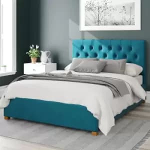 Aspire Olivier Ottoman Bed Velvet Teal Single