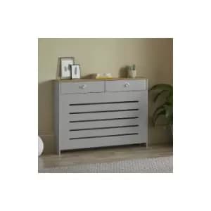 Grey Radiator Cover Cabinet Traditional Modern MDF Wood Horizontal Shelf Medium - Grey