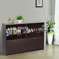 Homcom Wooden Shoes Cabinet Multi Flip Down Shelf Drawer Organizer Dark Brown