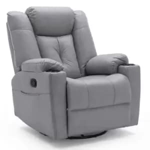 Afton Swivel Rock Fabric Recliner Chair - Grey