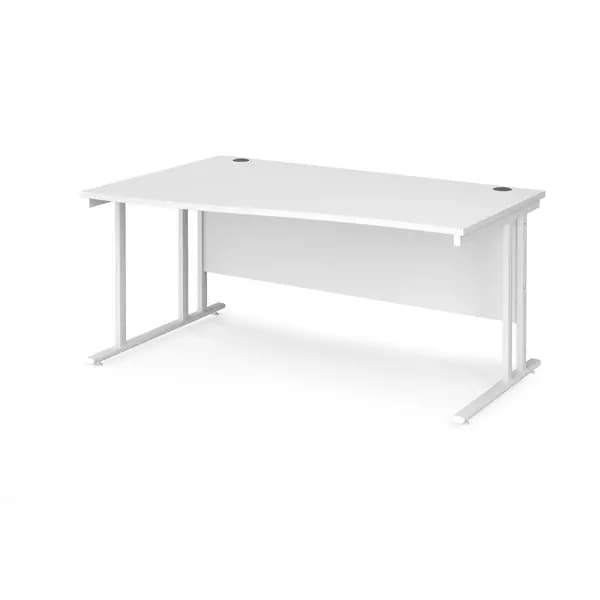 Maestro 25 Wave Desk White Frame and White Table Top - Left Hand - 1600mm