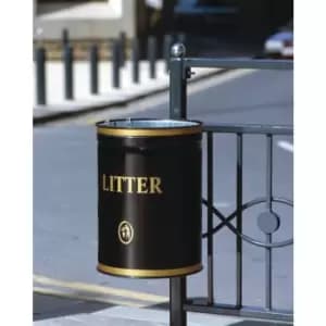 Slingsby Victorian Style Steel Post & Wall Mounted Open Top Litter Bin Post Moun